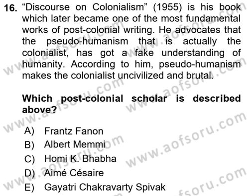 Theories Of International Relations 2 Dersi Ara Sınavı Deneme Sınav Soruları 16. Soru