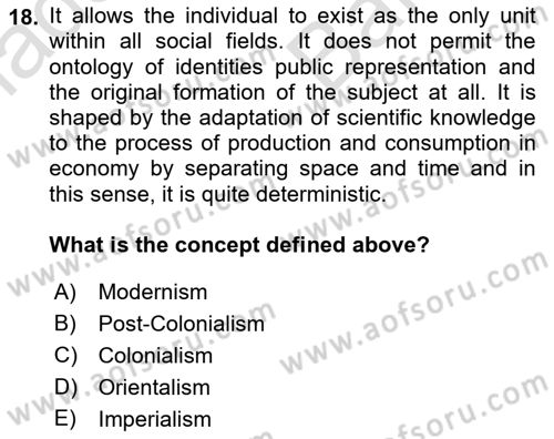 Theories Of International Relations 2 Dersi Ara Sınavı Deneme Sınav Soruları 18. Soru