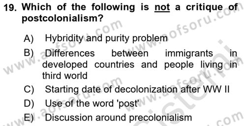 Theories Of International Relations 2 Dersi Ara Sınavı Deneme Sınav Soruları 19. Soru