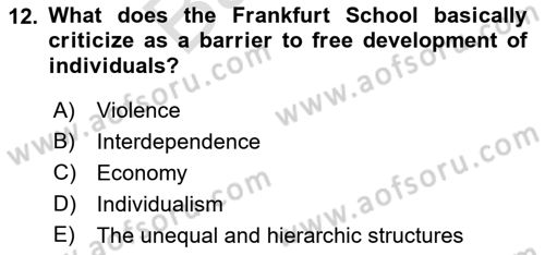 Theories Of International Relations 2 Dersi 2021 - 2022 Yılı (Final) Dönem Sonu Sınav Soruları 12. Soru