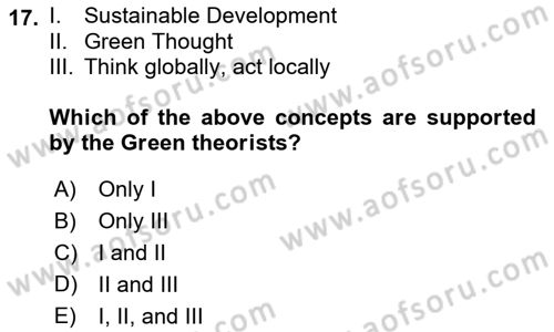 Theories Of International Relations 2 Dersi 2021 - 2022 Yılı (Final) Dönem Sonu Sınav Soruları 17. Soru