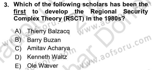 Theories Of International Relations 2 Dersi 2021 - 2022 Yılı (Final) Dönem Sonu Sınav Soruları 3. Soru
