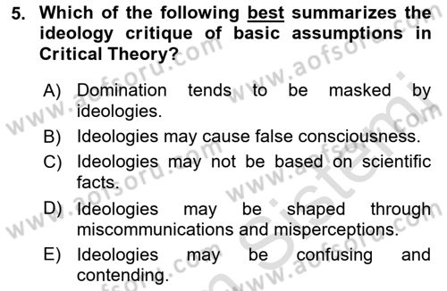 Theories Of International Relations 2 Dersi 2021 - 2022 Yılı (Final) Dönem Sonu Sınav Soruları 5. Soru