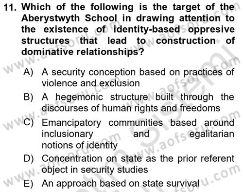 Theories Of International Relations 2 Dersi 2021 - 2022 Yılı Yaz Okulu Sınav Soruları 11. Soru