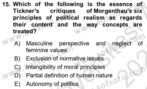 Theories Of International Relations 2 Dersi 2021 - 2022 Yılı Yaz Okulu Sınav Soruları 15. Soru