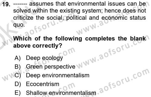 Theories Of International Relations 2 Dersi 2021 - 2022 Yılı Yaz Okulu Sınav Soruları 19. Soru