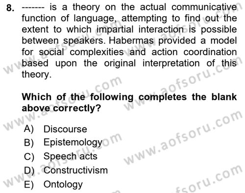 Theories Of International Relations 2 Dersi 2021 - 2022 Yılı Yaz Okulu Sınav Soruları 8. Soru
