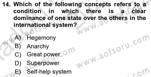 International Organization And Global Governance Dersi 2020 - 2021 Yılı Yaz Okulu Sınav Soruları 14. Soru