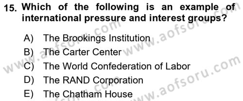 International Organization And Global Governance Dersi 2020 - 2021 Yılı Yaz Okulu Sınav Soruları 15. Soru