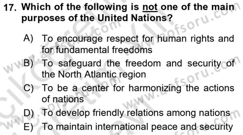 International Organization And Global Governance Dersi 2020 - 2021 Yılı Yaz Okulu Sınav Soruları 17. Soru