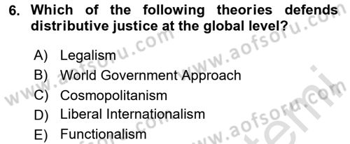International Organization And Global Governance Dersi 2020 - 2021 Yılı Yaz Okulu Sınav Soruları 6. Soru