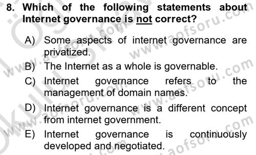 International Organization And Global Governance Dersi 2020 - 2021 Yılı Yaz Okulu Sınav Soruları 8. Soru