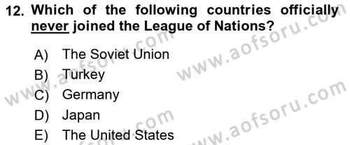 International Organization And Global Governance Dersi 2021 - 2022 Yılı (Vize) Ara Sınav Soruları 12. Soru