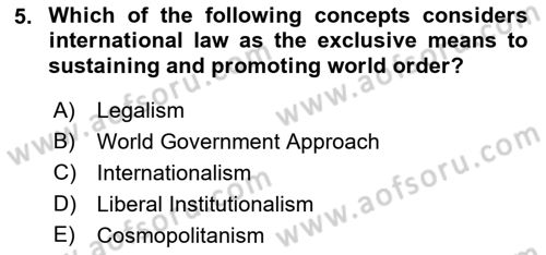 International Organization And Global Governance Dersi 2021 - 2022 Yılı (Vize) Ara Sınav Soruları 5. Soru