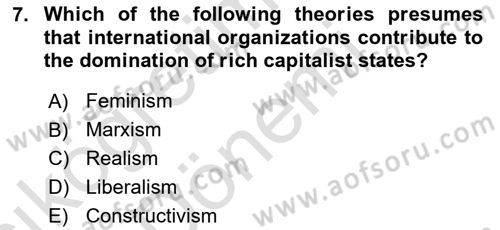 International Organization And Global Governance Dersi 2021 - 2022 Yılı (Vize) Ara Sınav Soruları 7. Soru