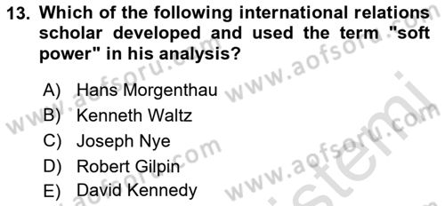 International Organization And Global Governance Dersi 2021 - 2022 Yılı (Final) Dönem Sonu Sınav Soruları 13. Soru