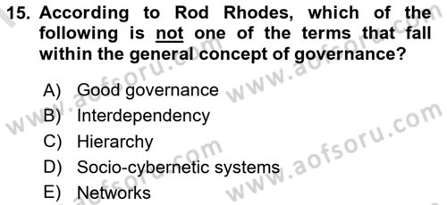 International Organization And Global Governance Dersi 2021 - 2022 Yılı (Final) Dönem Sonu Sınav Soruları 15. Soru