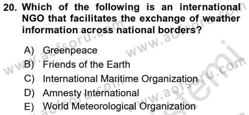 International Organization And Global Governance Dersi 2021 - 2022 Yılı (Final) Dönem Sonu Sınav Soruları 20. Soru
