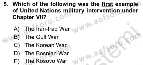 International Organization And Global Governance Dersi 2021 - 2022 Yılı (Final) Dönem Sonu Sınav Soruları 5. Soru