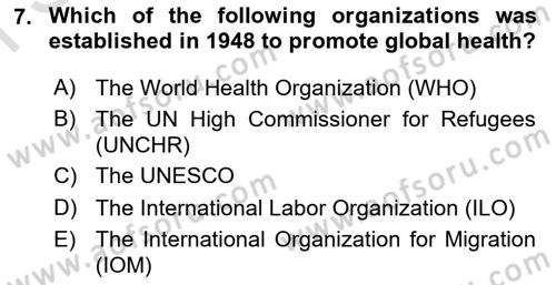 International Organization And Global Governance Dersi 2021 - 2022 Yılı (Final) Dönem Sonu Sınav Soruları 7. Soru