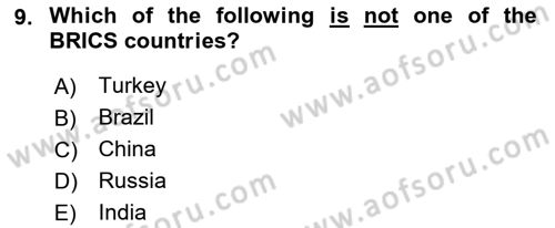 International Organization And Global Governance Dersi 2021 - 2022 Yılı (Final) Dönem Sonu Sınav Soruları 9. Soru