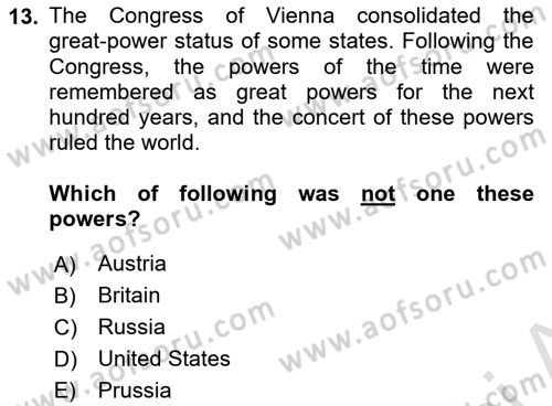 International Organization And Global Governance Dersi 2021 - 2022 Yılı Yaz Okulu Sınav Soruları 13. Soru