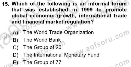 International Organization And Global Governance Dersi 2021 - 2022 Yılı Yaz Okulu Sınav Soruları 15. Soru
