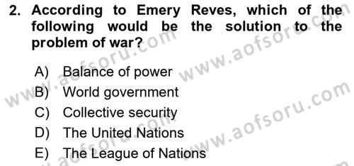 International Organization And Global Governance Dersi 2021 - 2022 Yılı Yaz Okulu Sınav Soruları 2. Soru
