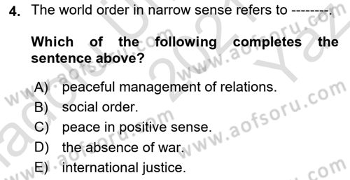 International Organization And Global Governance Dersi 2021 - 2022 Yılı Yaz Okulu Sınav Soruları 4. Soru