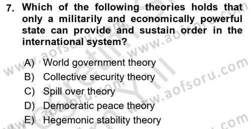 International Organization And Global Governance Dersi 2021 - 2022 Yılı Yaz Okulu Sınav Soruları 7. Soru