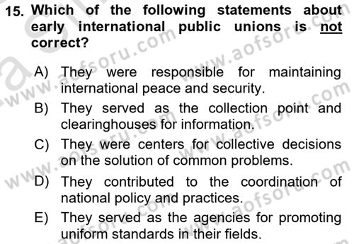 International Organization And Global Governance Dersi 2022 - 2023 Yılı (Vize) Ara Sınav Soruları 15. Soru