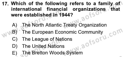 International Organization And Global Governance Dersi 2022 - 2023 Yılı (Vize) Ara Sınav Soruları 17. Soru