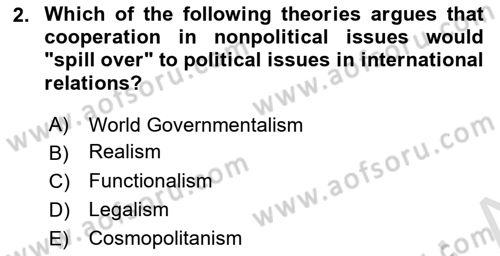 International Organization And Global Governance Dersi 2022 - 2023 Yılı (Vize) Ara Sınav Soruları 2. Soru