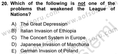 International Organization And Global Governance Dersi 2022 - 2023 Yılı (Vize) Ara Sınav Soruları 20. Soru