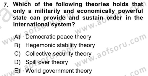 International Organization And Global Governance Dersi 2022 - 2023 Yılı (Vize) Ara Sınav Soruları 7. Soru
