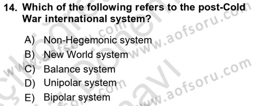 International Organization And Global Governance Dersi 2022 - 2023 Yılı (Final) Dönem Sonu Sınav Soruları 14. Soru