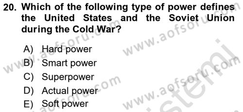 International Organization And Global Governance Dersi 2022 - 2023 Yılı (Final) Dönem Sonu Sınav Soruları 20. Soru