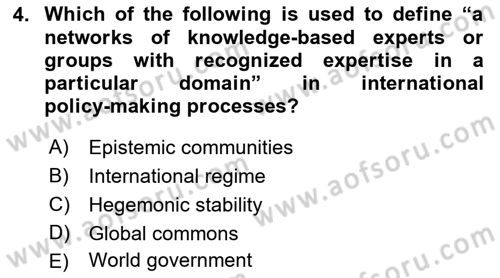 International Organization And Global Governance Dersi 2022 - 2023 Yılı (Final) Dönem Sonu Sınav Soruları 4. Soru