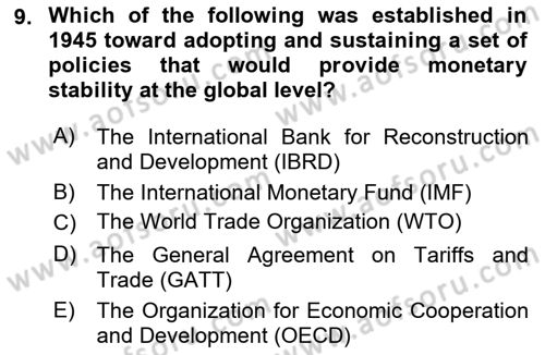 International Organization And Global Governance Dersi 2022 - 2023 Yılı (Final) Dönem Sonu Sınav Soruları 9. Soru