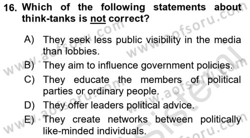 International Organization And Global Governance Dersi 2022 - 2023 Yılı Yaz Okulu Sınav Soruları 16. Soru