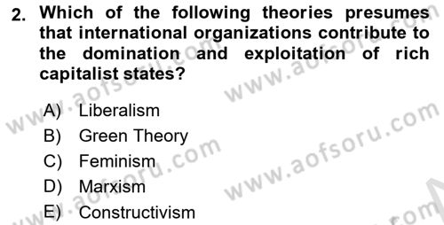 International Organization And Global Governance Dersi 2022 - 2023 Yılı Yaz Okulu Sınav Soruları 2. Soru