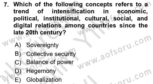 International Organization And Global Governance Dersi 2022 - 2023 Yılı Yaz Okulu Sınav Soruları 7. Soru