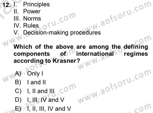 International Organization And Global Governance Dersi 2023 - 2024 Yılı (Vize) Ara Sınav Soruları 12. Soru
