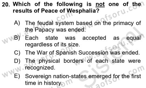 International Organization And Global Governance Dersi 2023 - 2024 Yılı (Vize) Ara Sınav Soruları 20. Soru