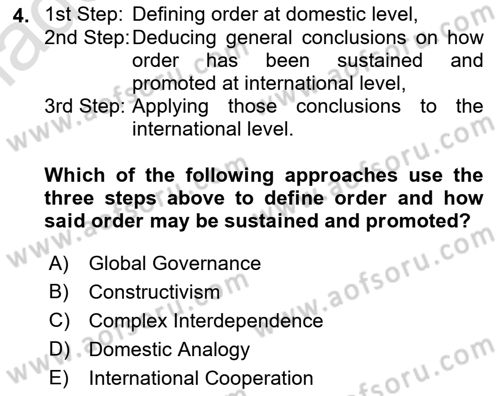 International Organization And Global Governance Dersi 2023 - 2024 Yılı (Vize) Ara Sınav Soruları 4. Soru