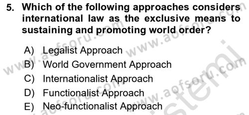 International Organization And Global Governance Dersi 2023 - 2024 Yılı (Vize) Ara Sınav Soruları 5. Soru