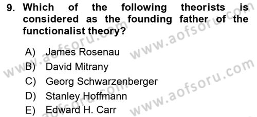 International Organization And Global Governance Dersi 2023 - 2024 Yılı (Vize) Ara Sınav Soruları 9. Soru