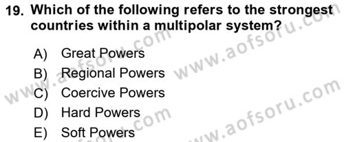 International Organization And Global Governance Dersi 2023 - 2024 Yılı (Final) Dönem Sonu Sınav Soruları 19. Soru