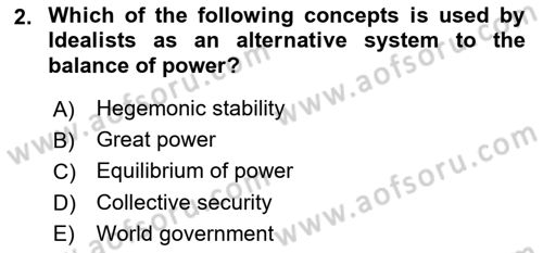 International Organization And Global Governance Dersi 2023 - 2024 Yılı (Final) Dönem Sonu Sınav Soruları 2. Soru