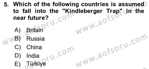 International Organization And Global Governance Dersi 2023 - 2024 Yılı (Final) Dönem Sonu Sınav Soruları 5. Soru